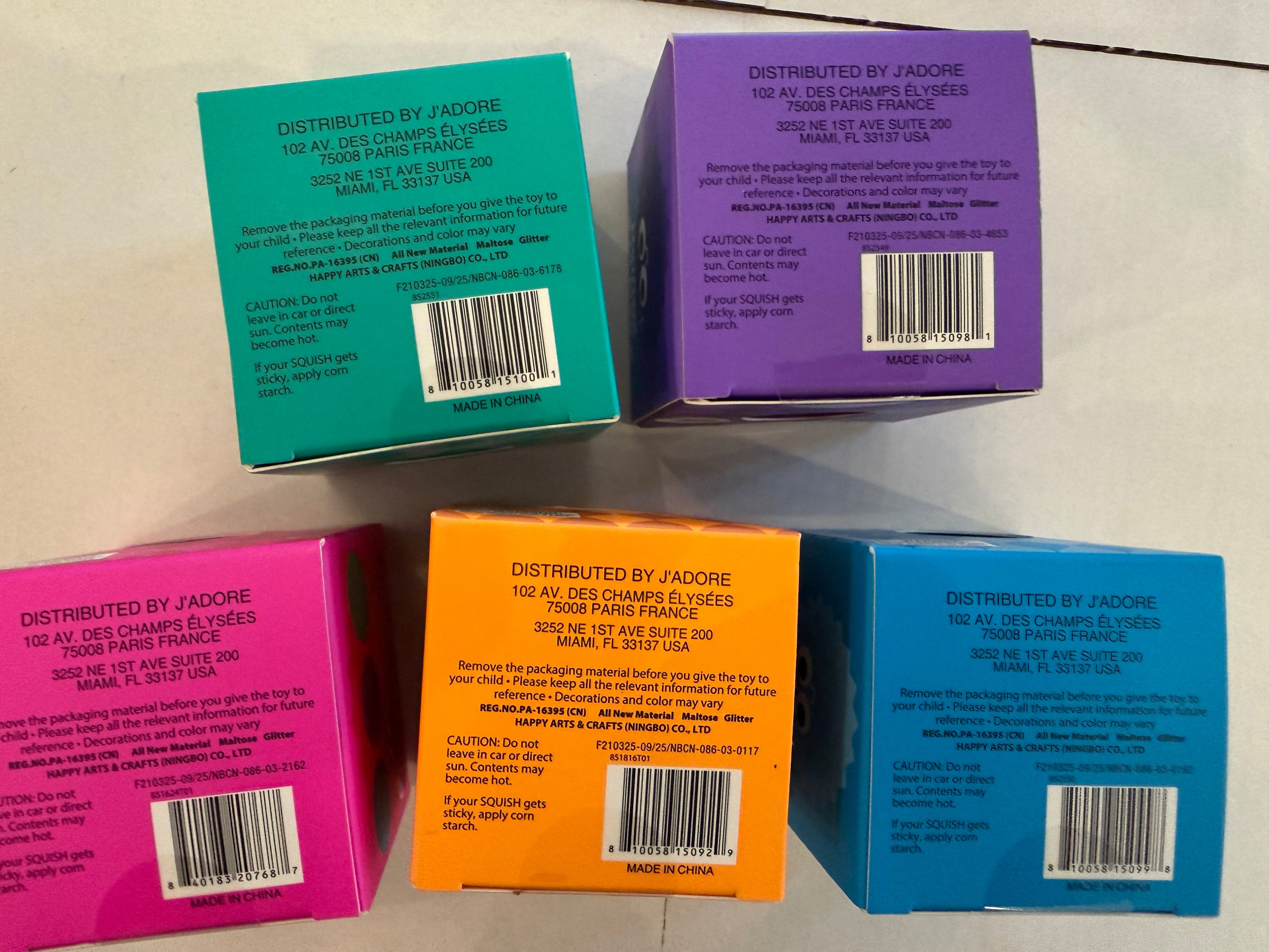 J’Adore Super Duper Diamond Squishy Brand New In Box - Full Set 5 Colors Total