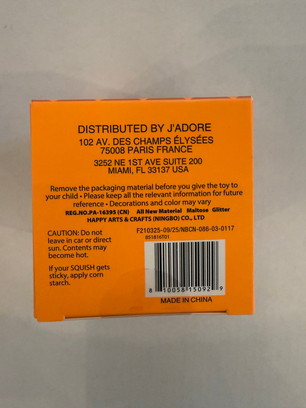 J’Adore Super Duper Diamond Squishy Brand New In Box -Orange