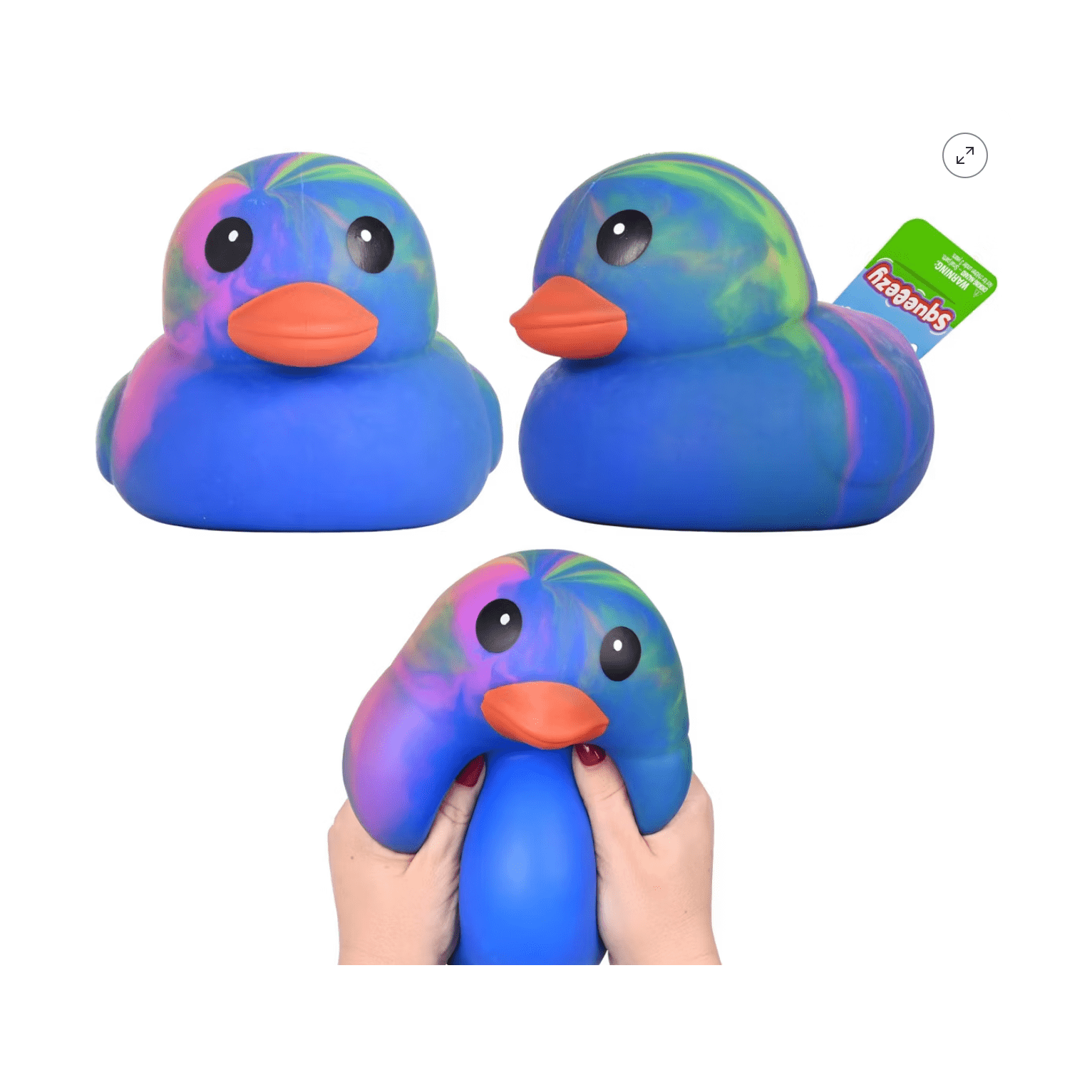 Sunny Days Entertainment Jumbo Squeezy Ducks Sensory Fidget Toy Tye Dye Blue